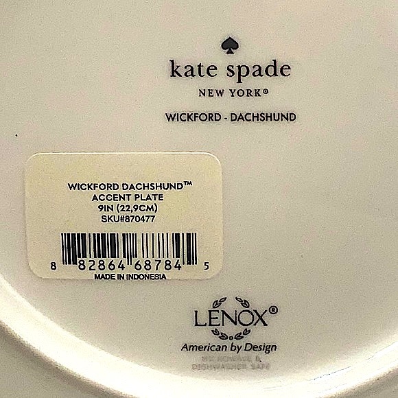 KATE SPADE LENOX WICKFORD DACHSHUND GREEN ACCENT LUNCHEON PLATE NEW 9 IN… - Picture 6 of 6